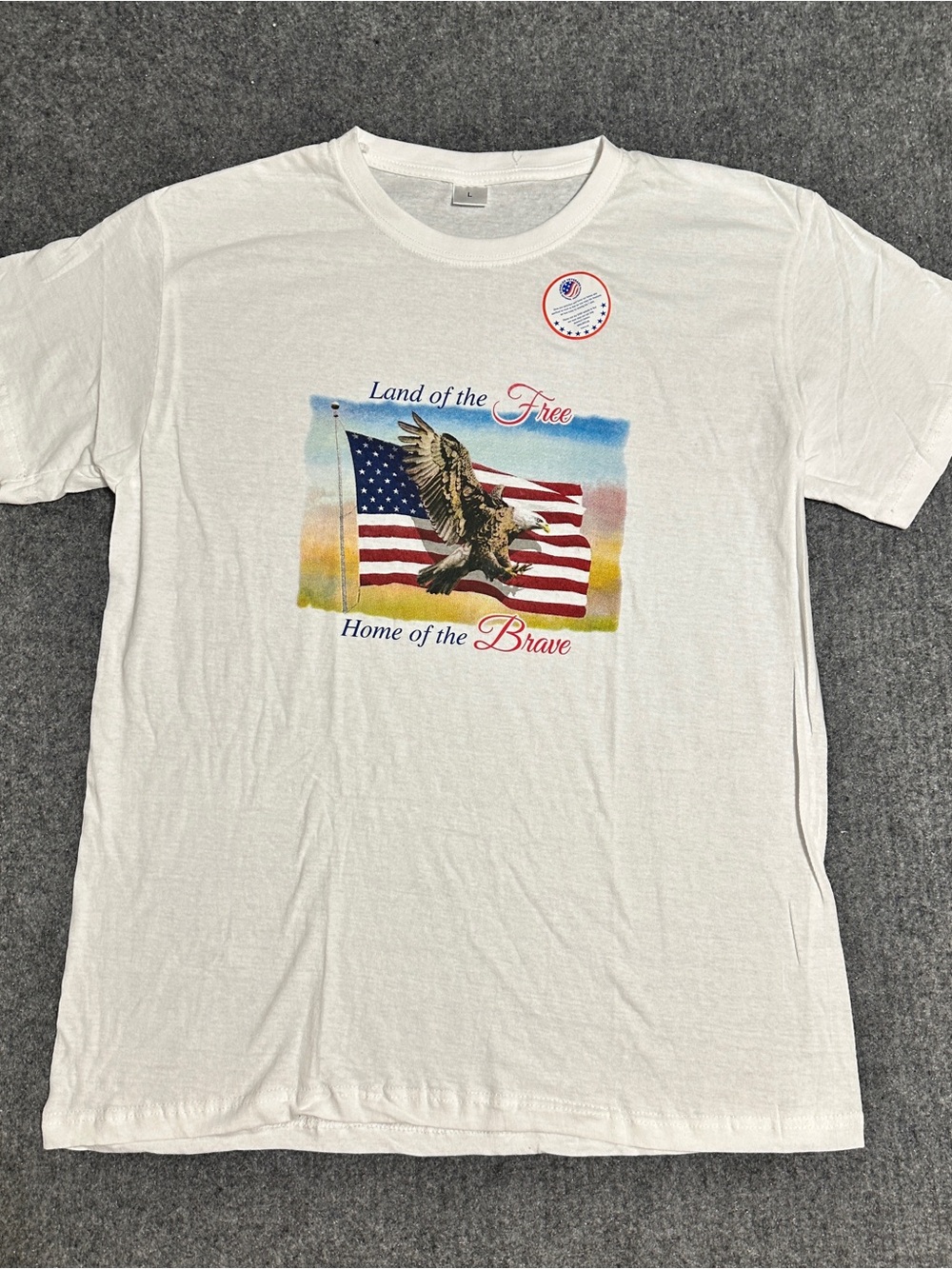 White Graphic Tee - Land of the Free Eagle Print
